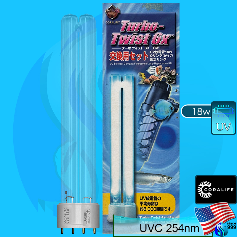 Coralife (UVC Bulb) Turbo-Twist 6X TUV 18w (UVC 254nm)