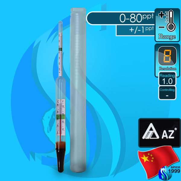 AZ (Tester) Floating Glass Hydrometer & Thermometer S (Range 0-80 ppt)