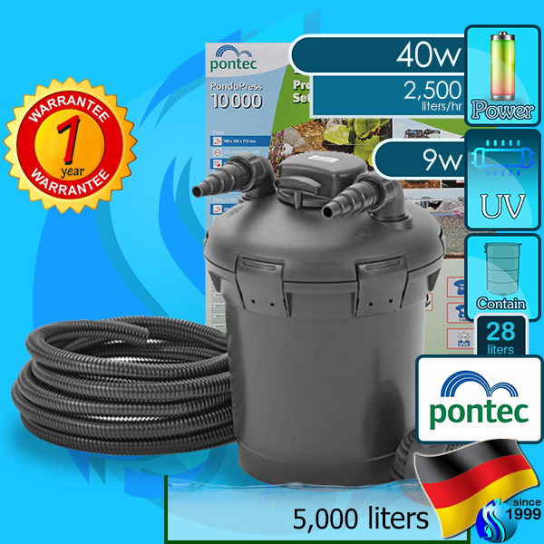 Pontec (External Filter) PondoPress Set 10000 (2500 L/hr)(40w)(UVC 9w)