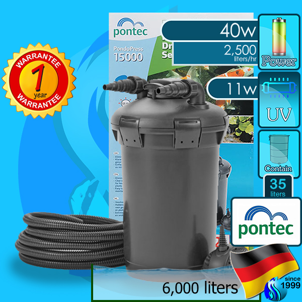 Pontec (External Filter) PondoPress Set 15000 (2500 L/hr)(40w)(UVC 11w)