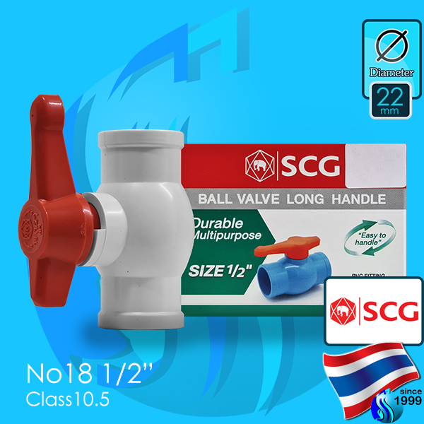 SCG (Accessories) White PVC Ball Valve TS18 ID22mm (1/2")
