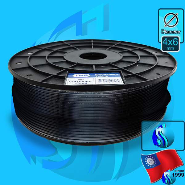 SeaSun (Co2 Accessories) Polyurethane Black 4x6mm