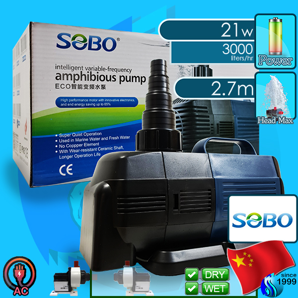 Sobo (Water Pump) Amphibious Pump BO-3000A (3000 L/hr)(21w)(H 2.7m)