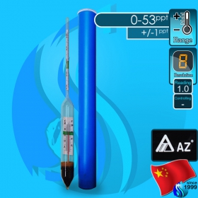 AZ (Tester) Floating Glass Hydrometer & Thermometer L (Range 0-53 ppt)
