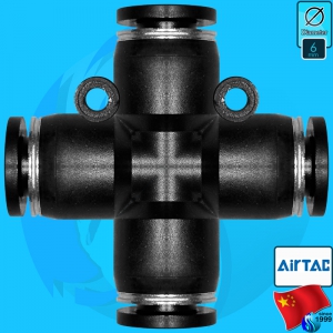 Airtac (Accessories) 4 Way Joint 6mm PZ6 (1/4 inch)