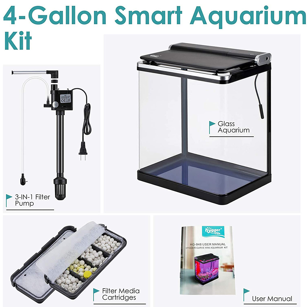  hygger Mini Aquarium Air Pump Kit Small Fish Tank Air